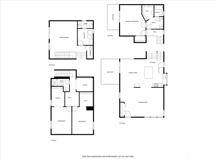 Floorplan of all 4 levels