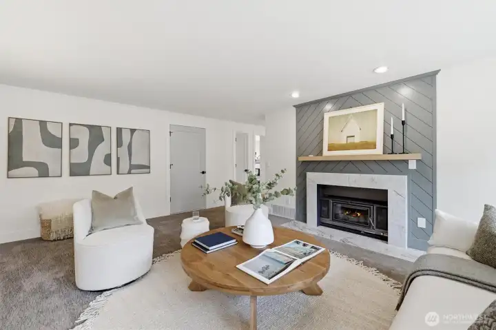 Another view of the main level family room. The door enters into the laundry.