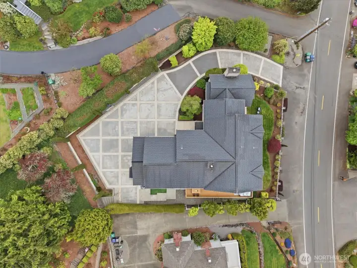 An aerial above to show the privacy and lot abundance.
