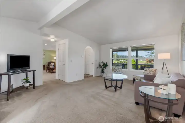 view of living room from dining area
