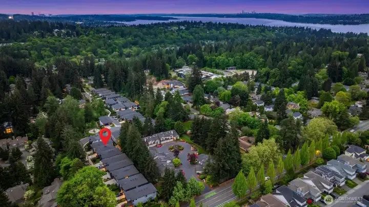 Wooded Kirkland setting captured at sunset
