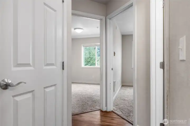 2 bedrooms and closet off hallway