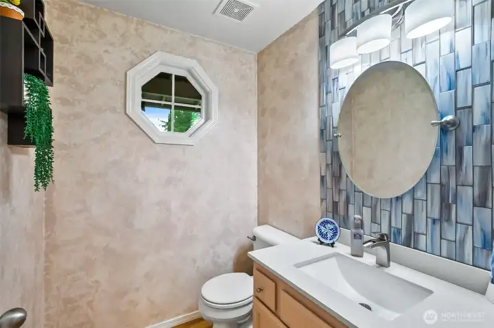 Powder room on the main level.