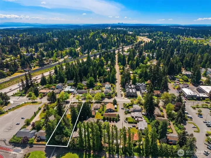 Subject property outlined within Echo Lake Gardens, illustrating its position within a larger emerging redevelopment opportunity.