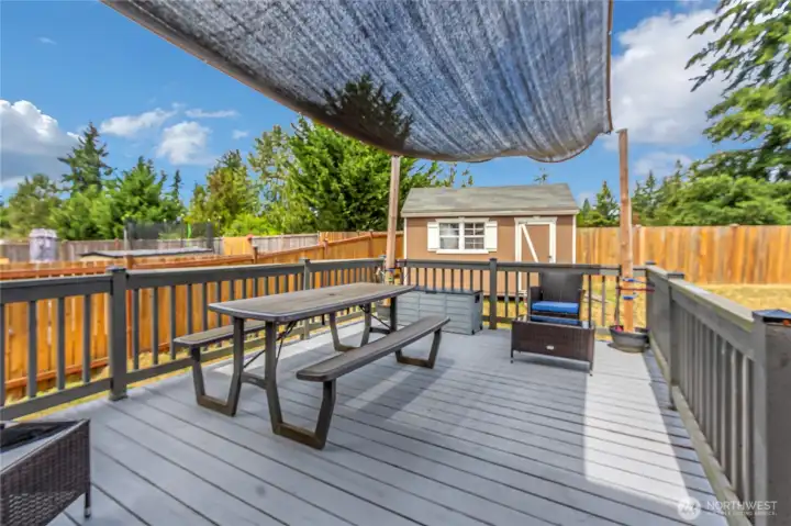 The deck has been freshly painted. Covering is great on those warm/hot summer days/nights