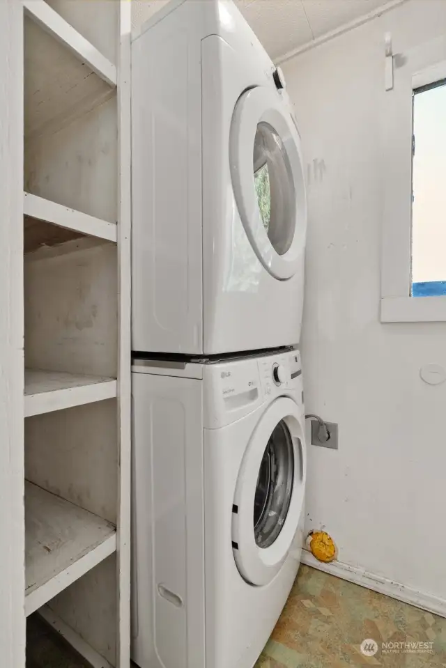 Storage next to washer and dryer