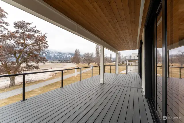 Large deck off main floor with lockable storage underneath