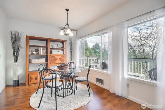 dining area off kitchen with views...