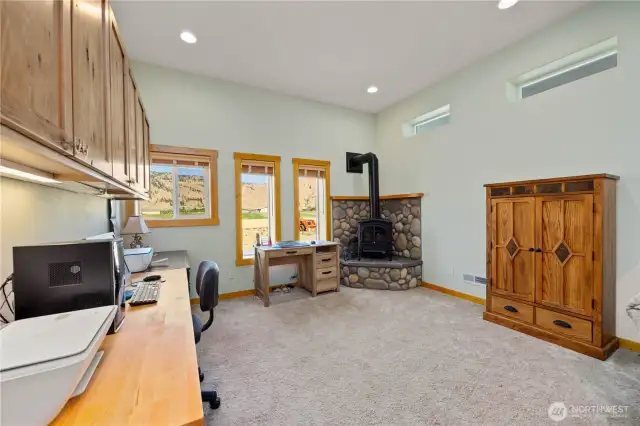 A space to fill many needs including an office/work area.
