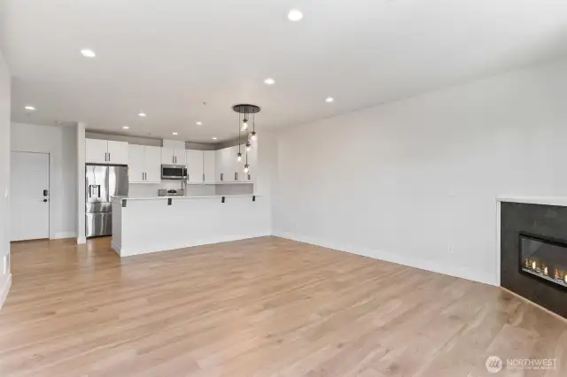 Open floor plan for dining and living room