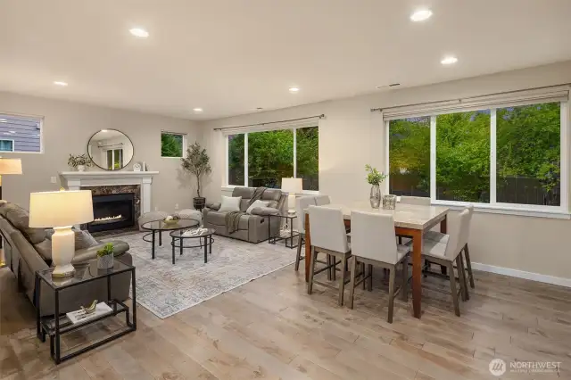 Generous great room layout that overlooks the private rear yard space