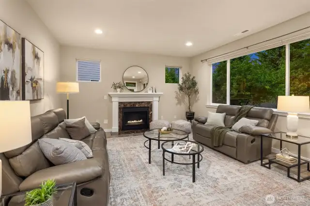 Inviting family room with gas fireplace