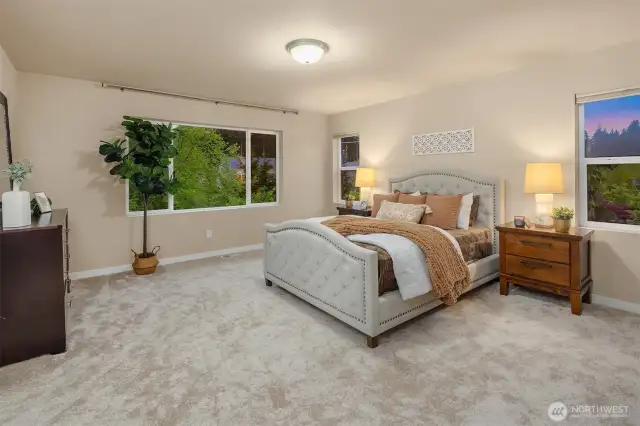 Generous primary bedroom suite