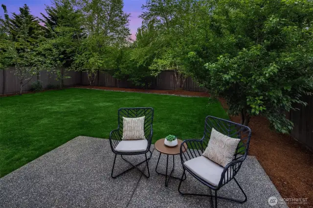 Inviting, fully fenced yard offers a private, tranquil retreat