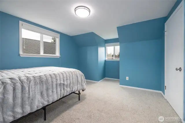 Another view of this bedroom with gabled window.