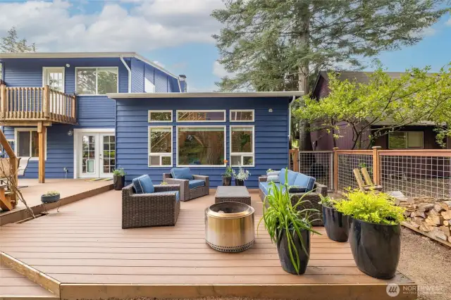 A view of the massive backyard deck