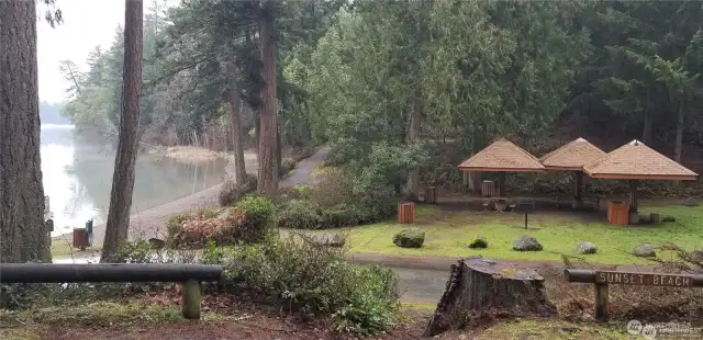 Sunset beach picnic area and beach