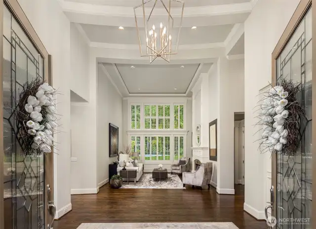 Dramatic, soaring spaces with custom millwork and crown moldings, hardwood flooring, well designed lighting, and extraordinary attention to detail.