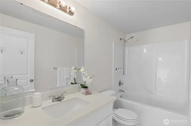 Brand new vanity + tile flooring!