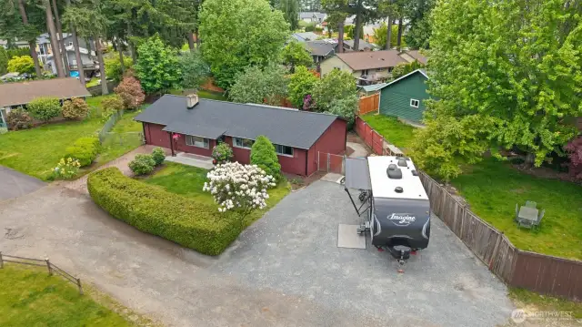 RV parking with charger and additional parking.