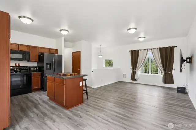 Kitchen with view of the Living Room