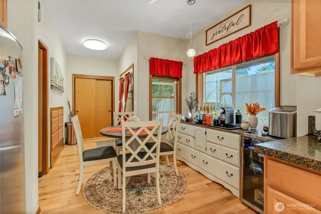 It even has a kitchen eat in area!