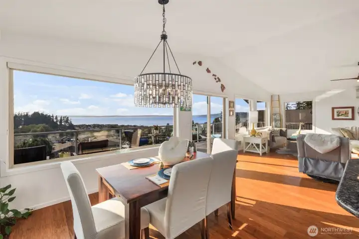 Large dining area positioned perfectly to take in the view.