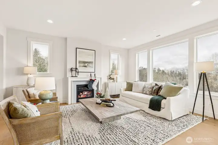 Photo of great room, model home on lot 4 at Moorlands Grove.  Home backs to protected space and has stunning territorial and mountain views.