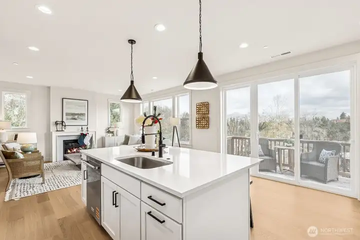 Photo of kitchen on lot 4 at Moorlands Grove. Stunning mountain and territorial views. Home backs to protected space.