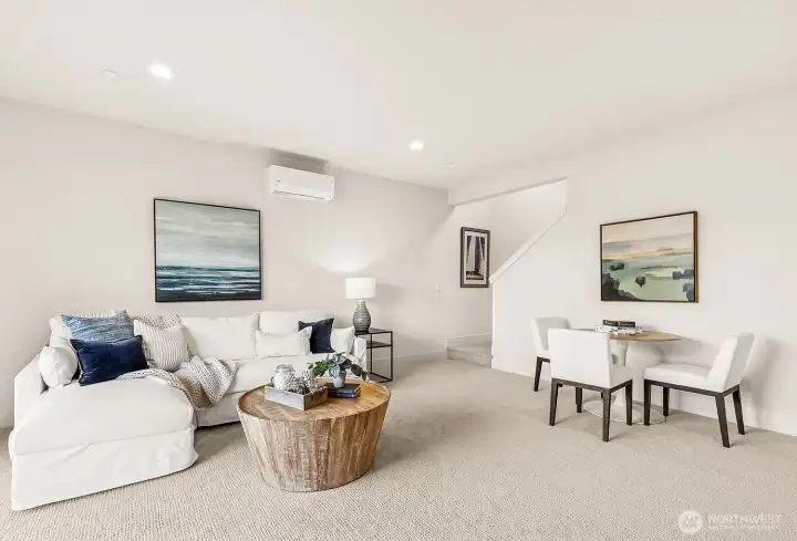 Photo of spacious basement with lower-level bedroom and bathroom on lot 4 at Moorlands Grove.