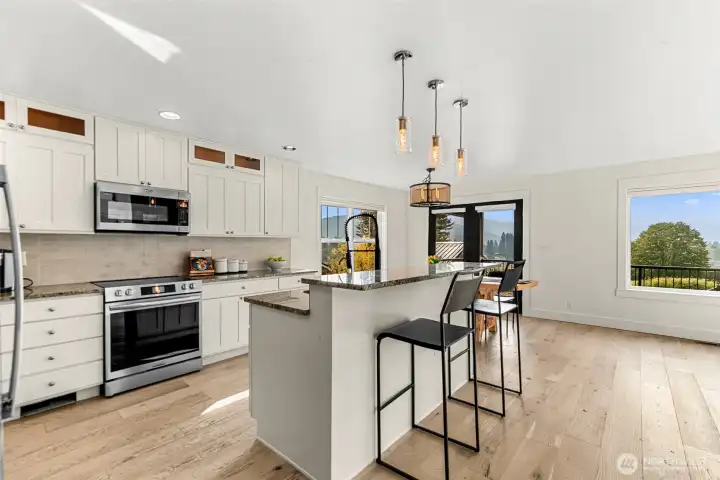 Kitchen with access to large deck