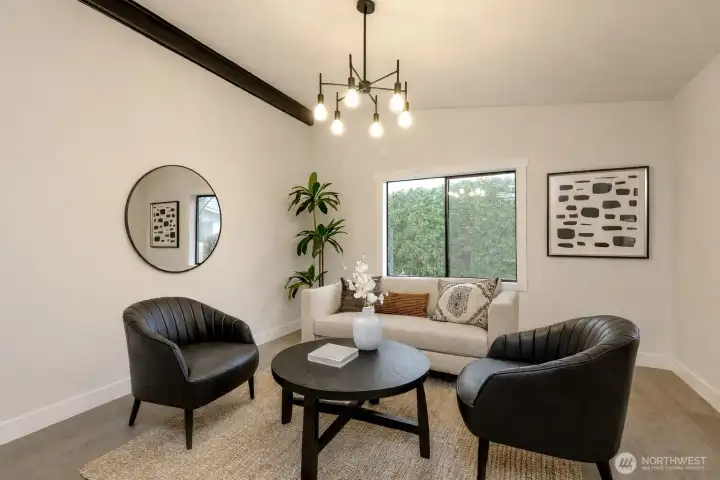 Virtual staging to show as living room area.