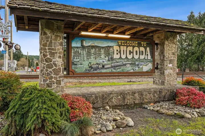 Welcome to Bucoda, Washington’s oldest incorporated town, and proof that small places can have big personality. This historic sign nods to Bucoda’s railroad roots, coal mining past, and deep community pride, with the tracks still running right behind it. The water tower, the trains, and the sunset backdrop all tell the story. This is a town that knows where it came from and still shows up for itself, whether it’s a summer parade or a full-month Halloween takeover. Living here means embracing charm, history, and a pace that feels refreshingly human.