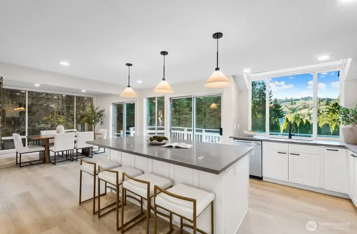 Expansive kitchen with stunning natural light and views