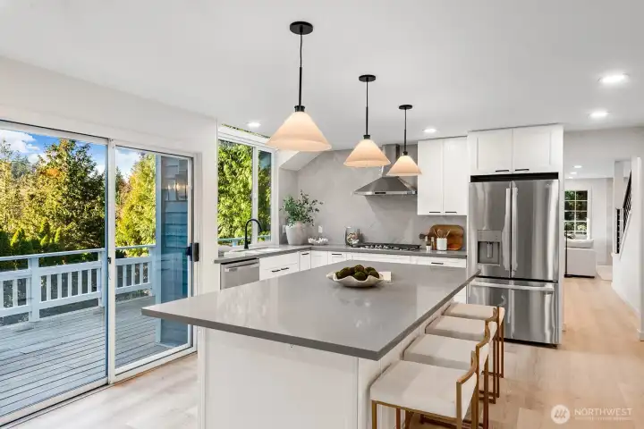 Quartz countertop and ample cabinet space