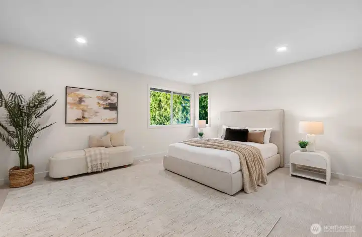 Large Primary suite with views of Newcastle Golf