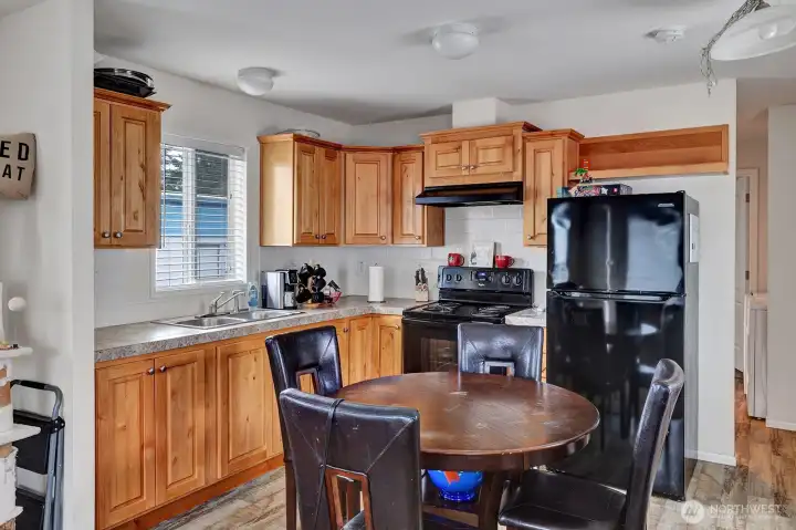 Beautiful kitchen with hardwood cabinets.