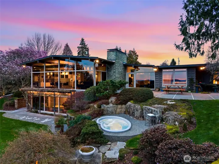 Beautiful mid century architecture with walls of glass.