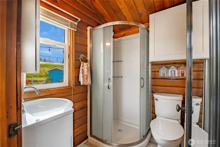 New shower, sink and toilet