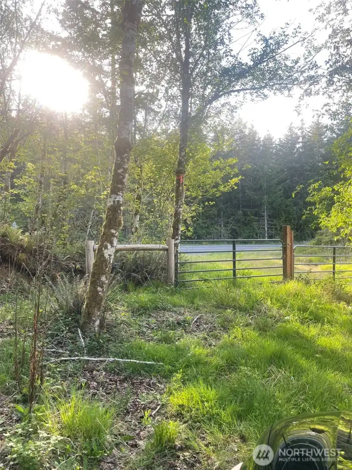 This gate post is shared with the neighbors double gate. Usable but for now will be locked.