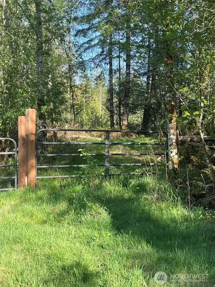 View of back gate from Cloquallum Rd
