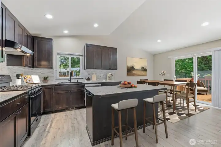 Virtually staged to show space for dining table