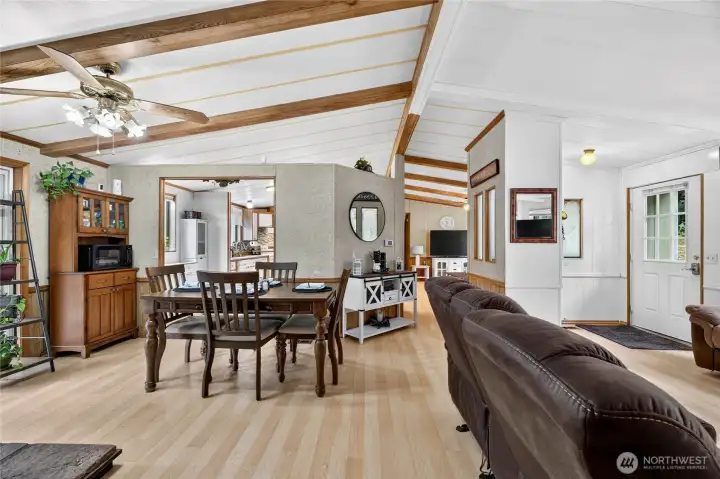 Vaulted ceilings and open layout