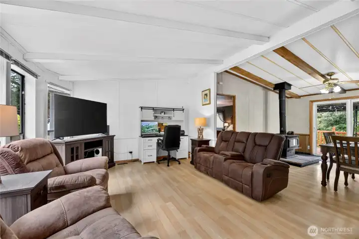 Living room connected to dining area