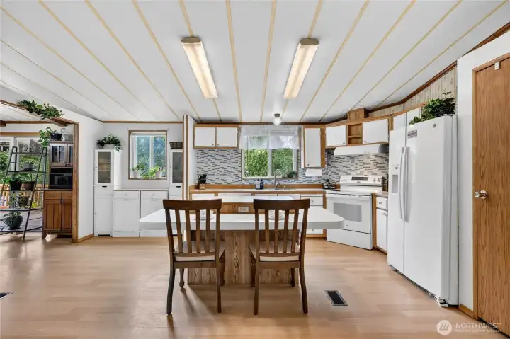 Huge Kitchen that opens to family room and has a large island