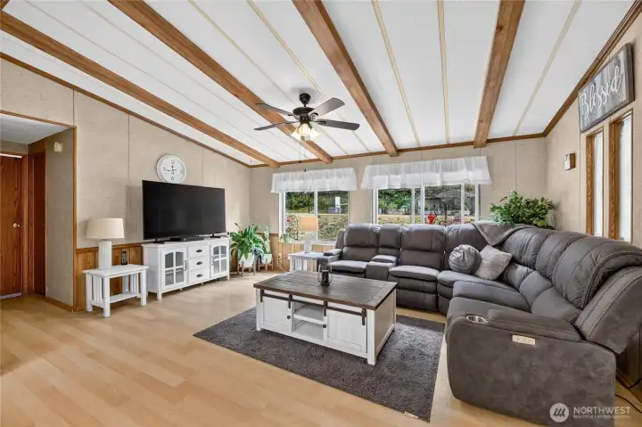 Family Room with Vaulted ceilings
