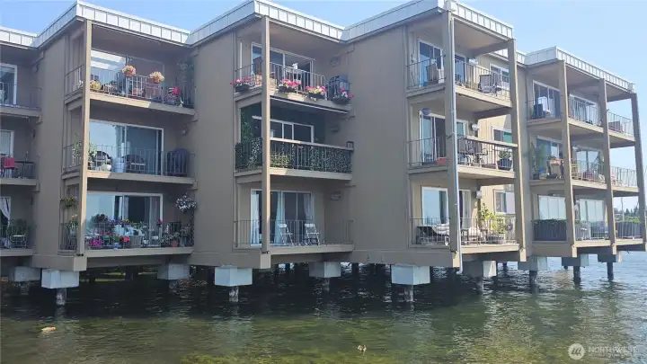 Concrete construction over the water.
