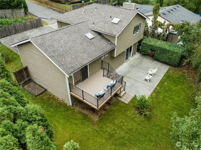 An aerial view of the back of the house.