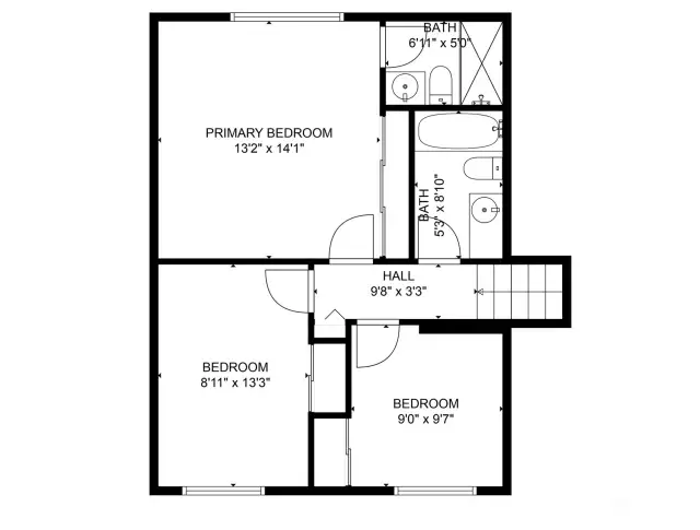 Upper level floor plan.