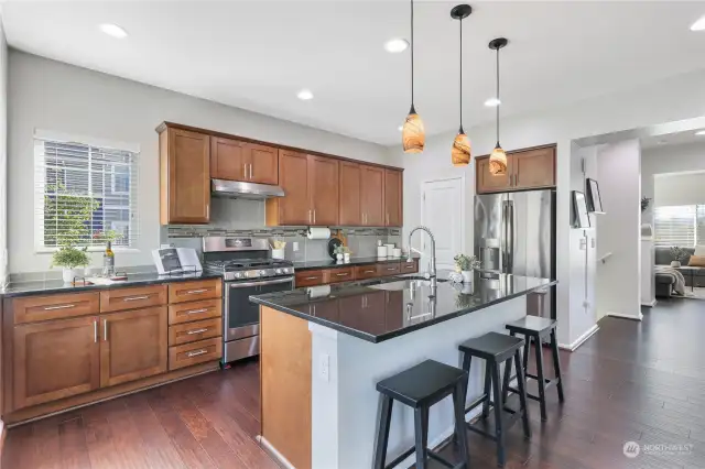 Large kitchen with lots of natural light and a pantry!